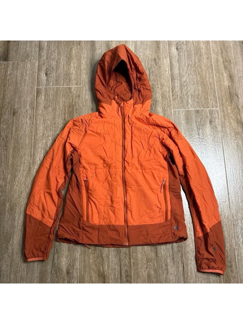 Mountain Hardwear Orange hooded wind breaker light jacket M